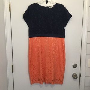 Downeast dress Womens Size XL Navy and coral lace